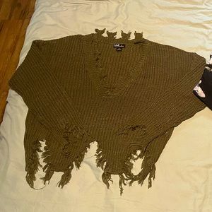 Cropped Distressed Sweater